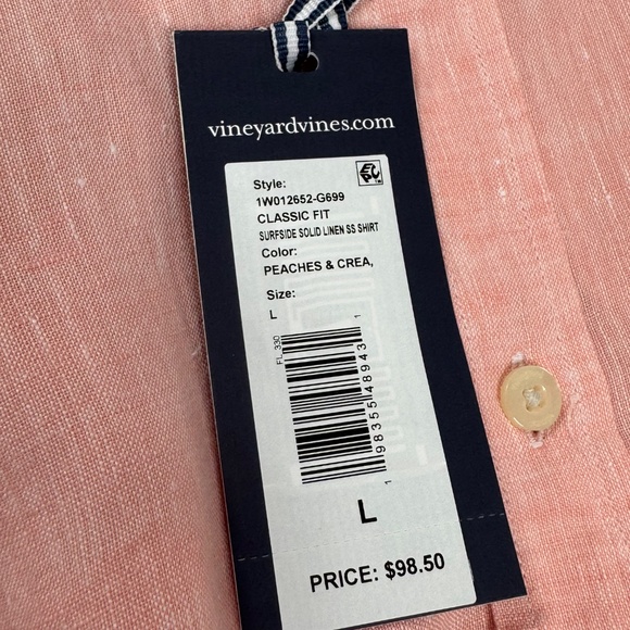 Vineyard Vines Surfside Solid Linen Button Down Shirt - Size L - NEW With Tags. - Picture 5 of 16